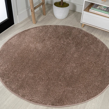 Haze Solid Low-Pile Area Rug Brown